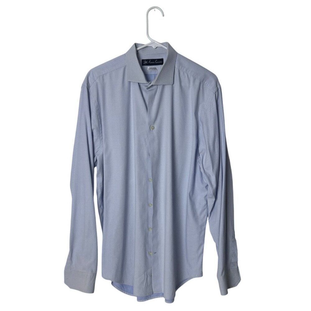 Mens Antonio Consentino Light Blue Patterned Long Sleeve Dress Shirt 43/17
